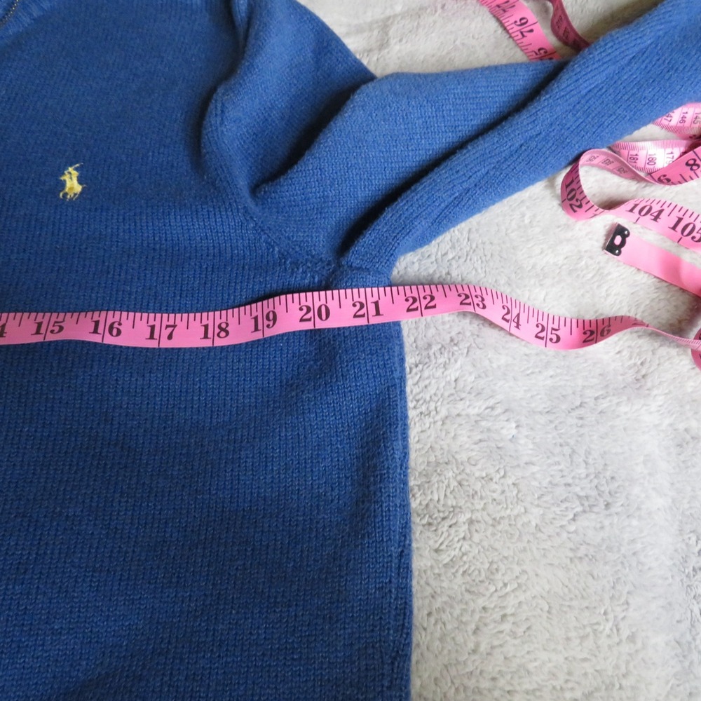 Polo Ralph Lauren Mens Blue Cotton Half Zip Sweater Size L - Picture 8 of 10